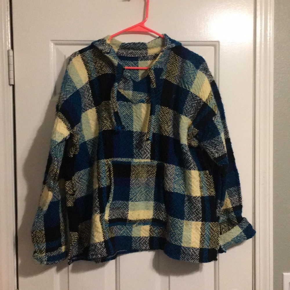 Flannel poncho hoodie